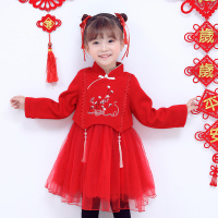 HUAYANGTU宝宝加绒连衣裙冬中国风女童新年裙加厚公主裙子婴儿周岁礼服洋气裙子童
