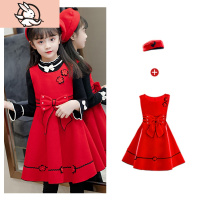 HUAYANGTU女童连衣裙冬季2020新款冬装儿童裙子童装套装洋气毛呢公主裙秋冬裙子童