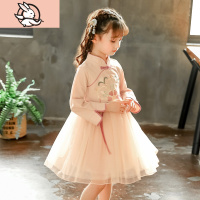 HUAYANGTU女童中国风长袖连衣裙中大童秋季洋气棉布裙子儿童冬装汉服公主裙裙子童