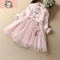 HUAYANGTU女童连衣裙加绒加厚中大儿童装冬装裙子大红公主裙唐装旗袍新年裙裙子童