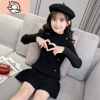 HUAYANGTU女童毛衣裙冬装加绒儿童连衣裙洋气中大童针织打底裙秋冬女孩裙子裙子童