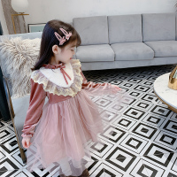 HUAYANGTU女童冬装丝绒连衣裙加绒加厚2020新款儿童网纱公主裙宝宝洋气裙子裙子童