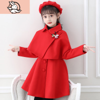 HUAYANGTU女童连衣裙秋冬儿童针织公主裙洋气红色新年裙加厚圣诞节毛衣裙子裙子童