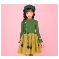 HUAYANGTU秋装女童连衣裙加绒儿童秋季毛衣女孩童装洋气公主裙冬季裙子秋冬裙子童