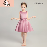 HUAYANGTU儿童礼服女童缎面婚纱长袖钢琴演出服气质小女孩公主裙高贵连衣裙裙子童