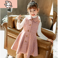 HUAYANGTU女童毛呢背心裙春秋装5女孩6洋气8连衣裙9岁公主儿童呢子马甲裙子裙子童