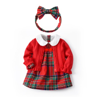 HUAYANGTU女宝宝连衣裙春秋小童公主裙周岁礼服洋气红色新年装秋冬女童裙子裙子童