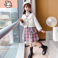 HUAYANGTU童装女童连衣裙套装洋气儿童公主裙秋冬小女孩过年背心裙子两件套裙子童