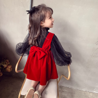 HUAYANGTU女童连衣裙秋装2020新款女孩洋气网红裙子儿童秋冬红色丝绒背心裙裙子童