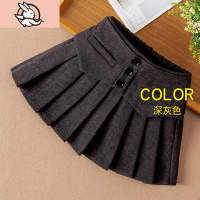 HUAYANGTU女童毛呢百褶裙2020秋冬新款女孩学院风韩版外穿儿童中大童短裙子裙子童