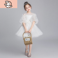 HUAYANGTU女童晚礼服公主裙蓬蓬纱小孩花童婚纱儿童演出服高贵洋气白色秋冬裙子童
