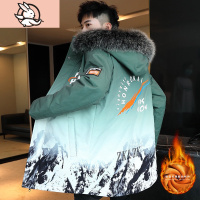 HUAYANGTU青少年秋冬装棉衣中长款12岁大童13初中男孩羽绒棉服16高中生外套棉服童