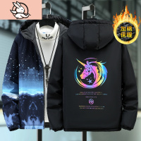 HUAYANGTU青少年冬装棉衣12岁大童13初中男孩羽绒棉服16高中生镭射反光外套棉服童