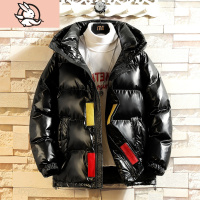 HUAYANGTU棉衣男潮流帅气青少年胖大童亮皮冬季外套初中学生棉袄男孩厚棉服棉服童