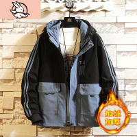 HUAYANGTU冬装青少年棉衣13岁男孩加绒加厚夹克15大童韩版16初中学生外套潮棉服童