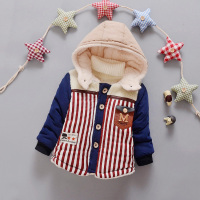 HUAYANGTU男童连帽卡通棉衣1-2-3-4岁男宝宝加绒加厚棉袄小童冬装保暖外套棉服童