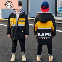 HUAYANGTU男童秋冬装加绒外套2020新款儿童冬季棉衣男孩冲锋衣13岁大童加厚棉服童