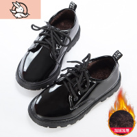 HUAYANGTU儿童黑色小皮鞋男童英伦演出男孩花童大童婚礼主持人表演加绒秋冬皮鞋童