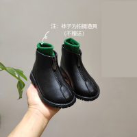 HUAYANGTU女童二棉鞋皮马丁靴秋冬季新款儿童短靴加绒英伦风宝宝公主皮靴皮鞋童