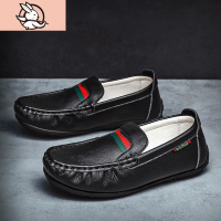 HUAYANGTU男童豆豆鞋皮春秋儿童鞋子大童英伦宝宝黑色小皮鞋软底单鞋春款皮鞋童