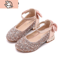 HUAYANGTU女童皮鞋高跟鞋2020新款模特银色演出礼仪走台亮片儿童水晶鞋单鞋皮鞋童