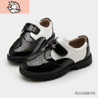 HUAYANGTU男童皮鞋黑色魔术贴秋冬透气软底儿童幼儿园英伦小学生演出黑皮鞋皮鞋童