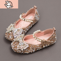 HUAYANGTU公主鞋女童软底皮鞋子儿童单鞋2020秋季新款水晶鞋闪宝宝豆豆鞋皮鞋童