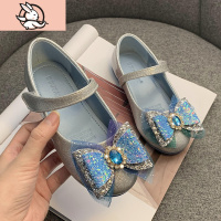 HUAYANGTU爱莎公主鞋女童皮鞋小女孩走秀春秋单鞋2021新款洋气儿童豆豆鞋闪皮鞋童