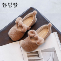 HUAYANGTU女童毛绒皮鞋2020秋季新款儿童韩版色蝴蝶结单鞋中大童公主鞋潮皮鞋童