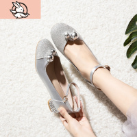 HUAYANGTU女童皮鞋儿童公主高跟表演模特走秀中大童小学生银色水晶礼服单鞋皮鞋童