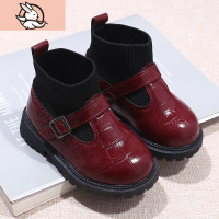 HUAYANGTU女童靴子秋冬宝宝小皮鞋女加绒袜子靴小童公主短靴1-3岁二棉鞋潮4皮鞋童