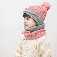HUAYANGTU儿童帽子秋冬女童加绒护耳防风一体毛线帽冬天宝宝防寒帽子围脖男帽子童