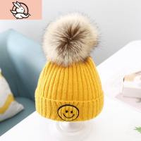 HUAYANGTU宝宝帽子秋冬季韩版男女童毛线针织帽婴儿儿童保暖大毛球套头帽潮帽子童