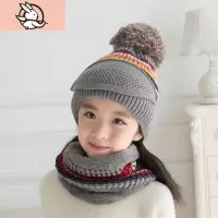 HUAYANGTU女童帽子秋冬季儿童男童女童加绒加厚围巾套装保暖宝宝帽子小孩潮帽子童