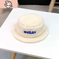 HUAYANGTU2020新款男童帽子秋冬韩版时尚潮字母毛绒女童渔夫帽百搭儿童盆帽帽子童