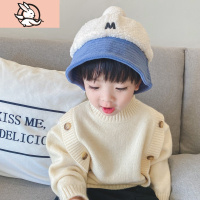 HUAYANGTU儿童帽子冬季保暖渔夫帽男童女童羔绒休闲盆帽大童毛绒帽子潮帽子童