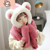 HUAYANGTU女童帽子2020冬季新款儿童秋冬帽子围巾手套一体骑车防风护耳保暖帽子童