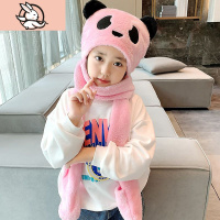 HUAYANGTU帽子围巾一体秋冬天儿童围巾帽子手套三件套一体护耳帽围脖加厚帽子童