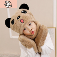 HUAYANGTU耳帽男童韩版熊耳朵儿童男宝帽子围巾手套三件一体套装冬季保暖帽子童