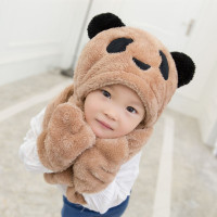 HUAYANGTU儿童帽子围巾一体男童套装2020年新款两件套网红婴儿帽子冬季可爱帽子童