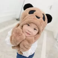 HUAYANGTU儿童帽子围巾一体男童套装2020年新款两件套网红婴儿帽子冬季可爱帽子童
