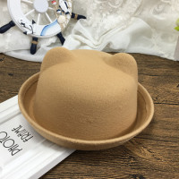 HUAYANGTU韩版儿童毛呢帽子男女童帽子春秋冬圆顶礼帽亲子潮帽婴儿光板帽子帽子童