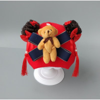 HUAYANGTU婴儿童帽子春秋冬季幼儿3-6-12月2岁女宝宝小孩保暖棉毛线假发帽帽子童