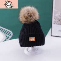 HUAYANGTU儿童帽子秋冬季男童女童套头帽韩版宝宝毛线帽毛球加绒保暖婴儿帽帽子童