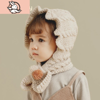 HUAYANGTU宝宝帽子冬季韩版女童加绒婴儿护耳针织帽可爱超萌秋冬儿童毛线帽帽子童
