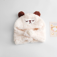 HUAYANGTU儿童帽子围巾一体帽毛绒帽男童女童保暖帽子宝宝可爱套头帽护耳帽帽子童