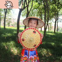 HUAYANGTU竹编织手工斗笠帽子儿童成人女菠萝舞蹈帽表演舞蹈用演出道具帽帽子童