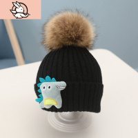 HUAYANGTU儿童帽子秋冬季男童女童毛线帽子潮宝宝可爱小恐龙保暖婴儿套头帽帽子童