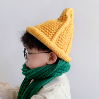 HUAYANGTU秋冬宝宝针织帽子围巾儿童毛线帽子两件套女童奶嘴帽男童保暖帽子帽子童