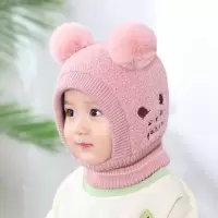 HUAYANGTU儿童帽子秋冬帽子围巾一体可爱超萌毛绒帽女童冬季保暖小孩护耳帽帽子童